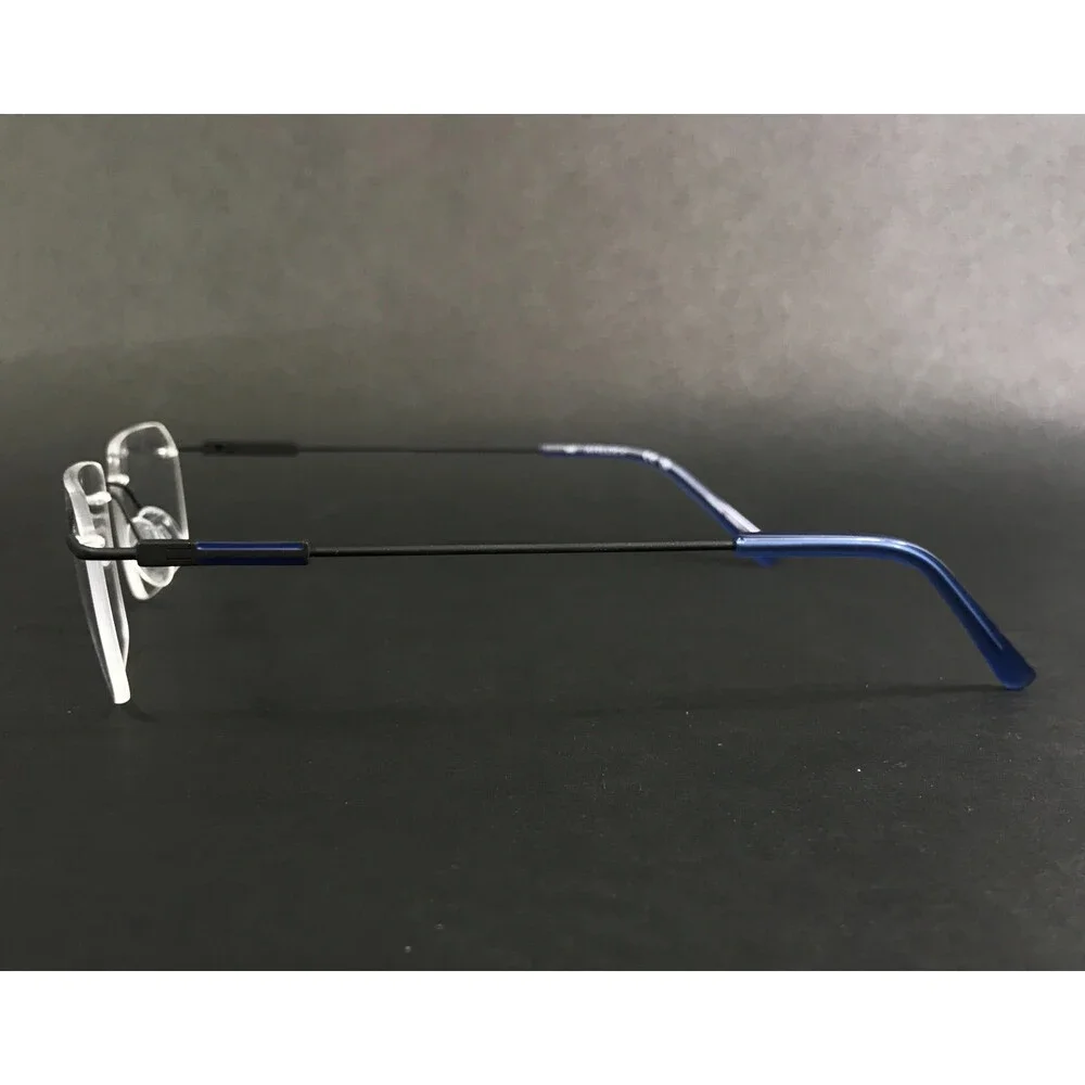 Airlock Eyeglasses Frames Crop 201 002 Black Blue Rimless Titanium 54-18-145